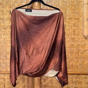 SELVÁGE Geo Top in Elegant Copper brown ombré Drape Blouse